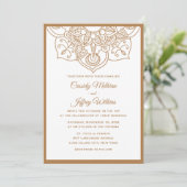 Boho Mandala Wedding Einladung Brown White Indian (Stehend Vorderseite)