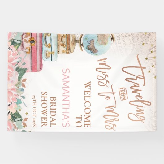 Boho Map Reisen Frau Brautparty Banner (Horizontal)