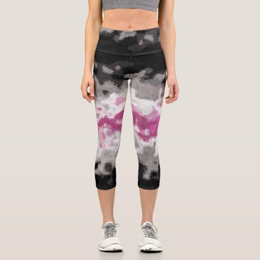 Boho Marble Abstrakte Librafeminine Pride Flag Capri Leggings (Vorderseite)