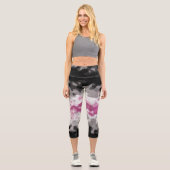 Boho Marble Abstrakte Librafeminine Pride Flag Capri Leggings (Vorderseite)