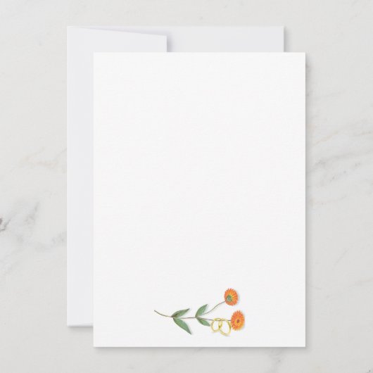 Boho Marigold Blooms and Wedding Rings Art Einladung (Rückseite)