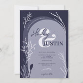 Boho Marine Blue Foto Namen Drehbuch Bogen Hochzei Einladung (Vorderseite)