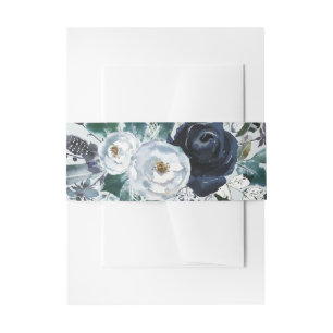 Boho Marine-Pfingstrosen-BlumenKranz auf Grau Einladungsbanderole