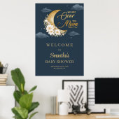 Boho Marine und Goldmond Blütendusche Begrüßung Poster (Heimbüro)