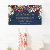 Boho Marineblau Rosa Bordeaux Blumendusche Brdial Banner (Insitu)
