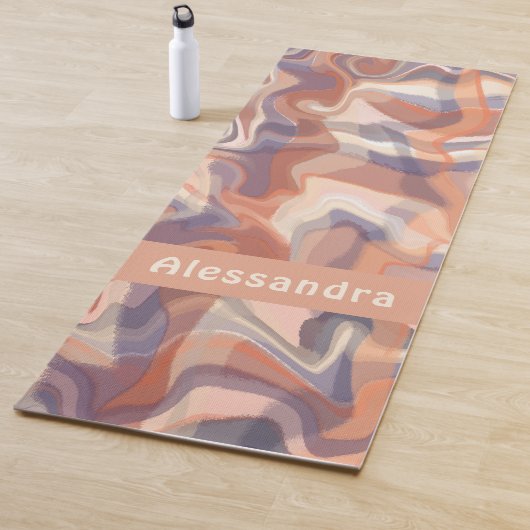 Boho Marmor Monogramm Tartan Orangenbraun lila Yogamatte (Beispiel)