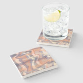 Boho Marmor wirbeln Tartanorange lila Elfenbein Steinuntersetzer (Seitenansicht)