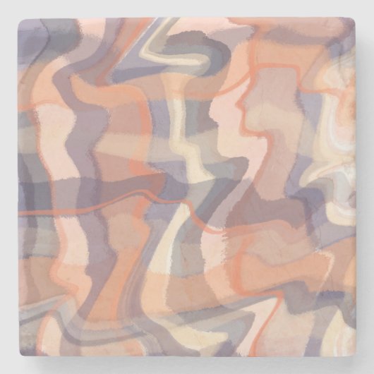 Boho Marmor wirbeln Tartanorange lila Elfenbein Steinuntersetzer (Vorderseite)