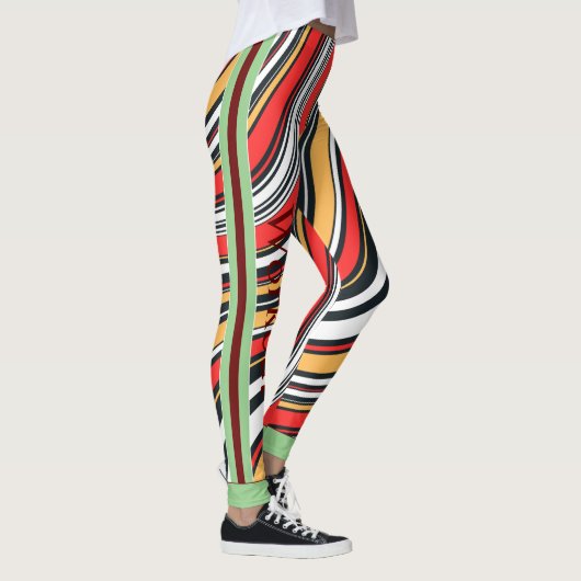 Boho-Marmormuster l Farbenrotes Gelb Leggings (Rechts)