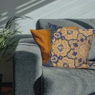 BOHO Marokkanisch Arabesque Blue Gold Vintag Ephem Kissen