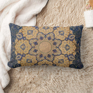 BOHO Marokkanisch Blau Gold Arabeske Vintage Ephem Lendenkissen
