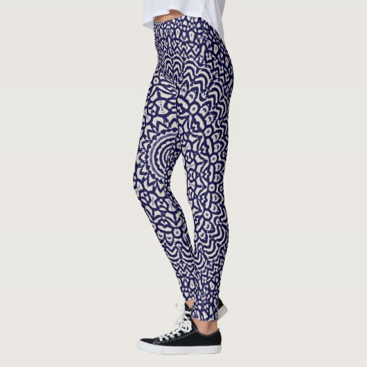 Boho marokkanische Pattern Marine White Yoga Leggings (Links)