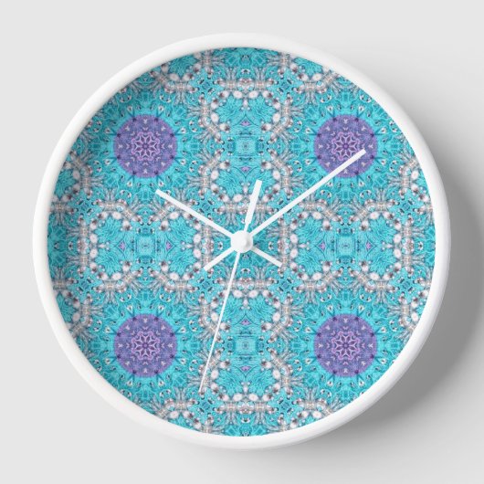 Boho marokkanische Stickerei türkisblau bohemiisch Uhr (Vorderseite)
