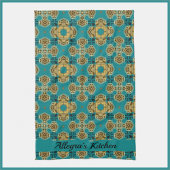 Boho marokkanische Tile Blue und Gold Geschirrtuch