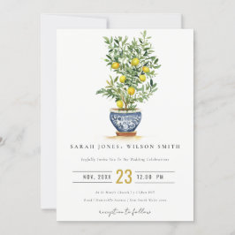 Boho marokkanische Wasserfarbe Gelbe Zitronenbaum  Einladung