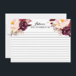 Boho Marsala Beautiful Floral Advice Cards Hinweiskarte<br><div class="desc">Boho Marsala Beautiful Floral Advice Cards</div>