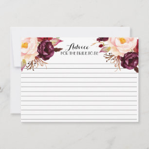 Boho Marsala Beautiful Floral Advice Cards Hinweiskarte