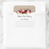 Boho Marsala Blumenmädchen Babydusche Buchzeichen Quadratischer Aufkleber (Tasche)