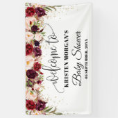 Boho marsala burgunda blumengoldene Babydusche Banner (Vertikal)