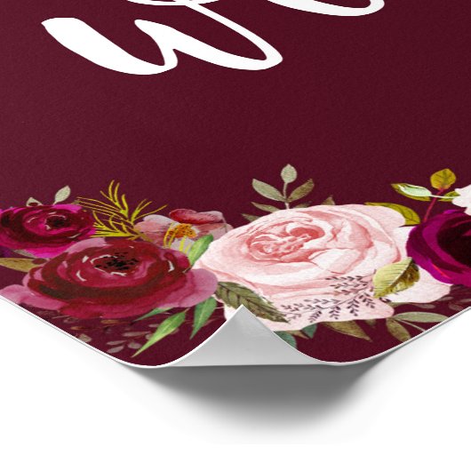Boho Marsala Burgundy Herzlich willkommen auf unse Poster (Ecke)