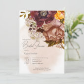 Boho Marsala Clay & Yellow Bouquet Brautparty Einladung (Stehend Vorderseite)