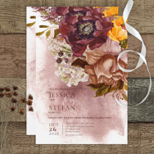 Boho Marsala Clay & Yellow Bouquet Wedding