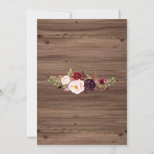 Boho Marsala Floral Antlers I DO GRILLEN Verlobung Einladung (Rückseite)