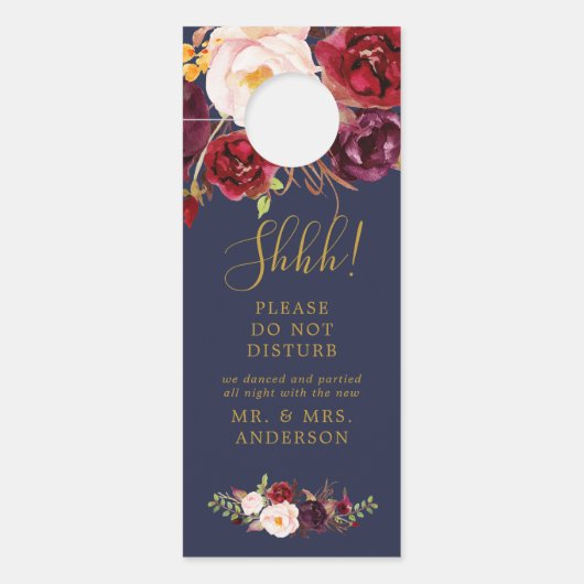 Boho Marsala Floral Wedding Welcome Door Hanger Türanhänger (Vorderseite)