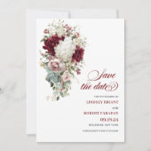 Boho marsala goldene Rose Save the Date romantisch Einladung (Vorderseite)
