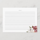 Boho Marsala Herbst Blume Brautparty Rezept Begleitkarte (Rückseite)