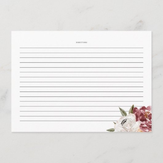 Boho Marsala Herbst Blume Brautparty Rezept Begleitkarte (Rückseite)