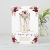 Boho marsala macrame Baby Dusche Einladungs-Mädche Einladung (Stehend Vorderseite)