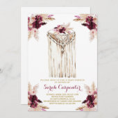 Boho marsala macrame Baby Dusche Einladungs-Mädche Einladung (Vorne/Hinten)