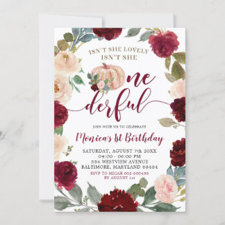 Boho Marsala Pumpkin Fall Onederful Birthday Einladung