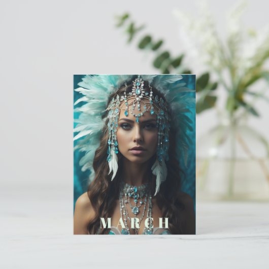 *~* Boho MÄRZ AQUAMARINE AP53-Adresse Postkarte (Stehend Vorderseite)