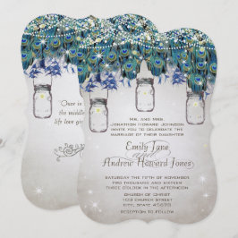 Boho Mason Jar Navy Türkise Peacock Einladung