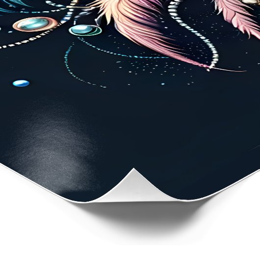 Boho Masquerade Feather Jewel Mask Poster (Ecke)