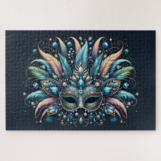 Boho Masquerade Feather Jewel Mask Puzzle (Horizontal)