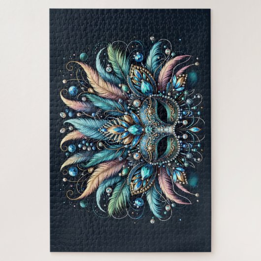 Boho Masquerade Feather Jewel Mask Puzzle (Vertikal)
