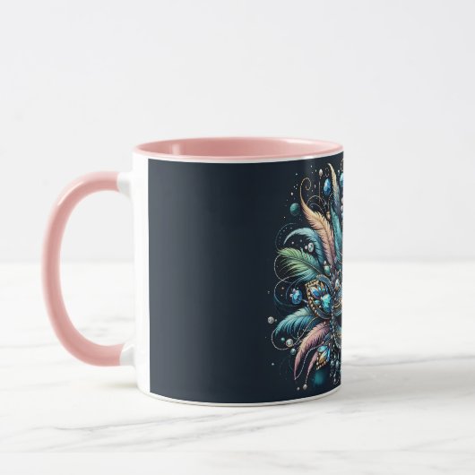 Boho-Masquerade-Feder-Juwelen-Maske Tasse (Links)