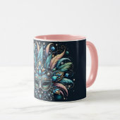 Boho-Masquerade-Feder-Juwelen-Maske Tasse (VorderseiteRechts)