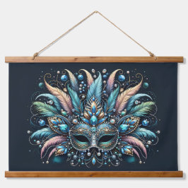 Boho-Masquerade-Federschmuckmaske Wandteppich Mit Holzrahmen