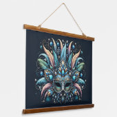 Boho-Masquerade-Federschmuckmaske Wandteppich Mit Holzrahmen (Gewinkelt)
