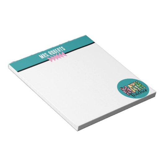 BOHO MATH Lehrer Wertschätzung Personalisiert Notizblock (angewinkelt)