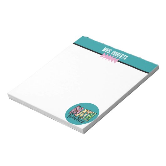 BOHO MATH Lehrer Wertschätzung Personalisiert Notizblock (Rotiert)