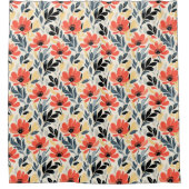 Boho Matisse Blume Retro Print Design Duschvorhang (Vorderseite)