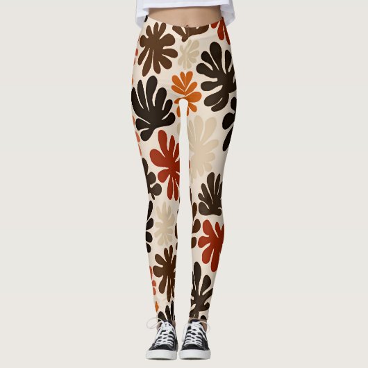 Boho Matisse Blumenmuster Leggings (Vorderseite)