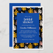 Boho Matisse Botanical Blue Black Brautparty in Einladung (Vorne/Hinten)