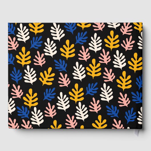 Boho Matisse Botanical Blue Custom Baby Shower Gästebuch (Rückseite)