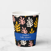 Boho Matisse Botanical Blue Custom Baby Shower Pappbecher (Rückseite)